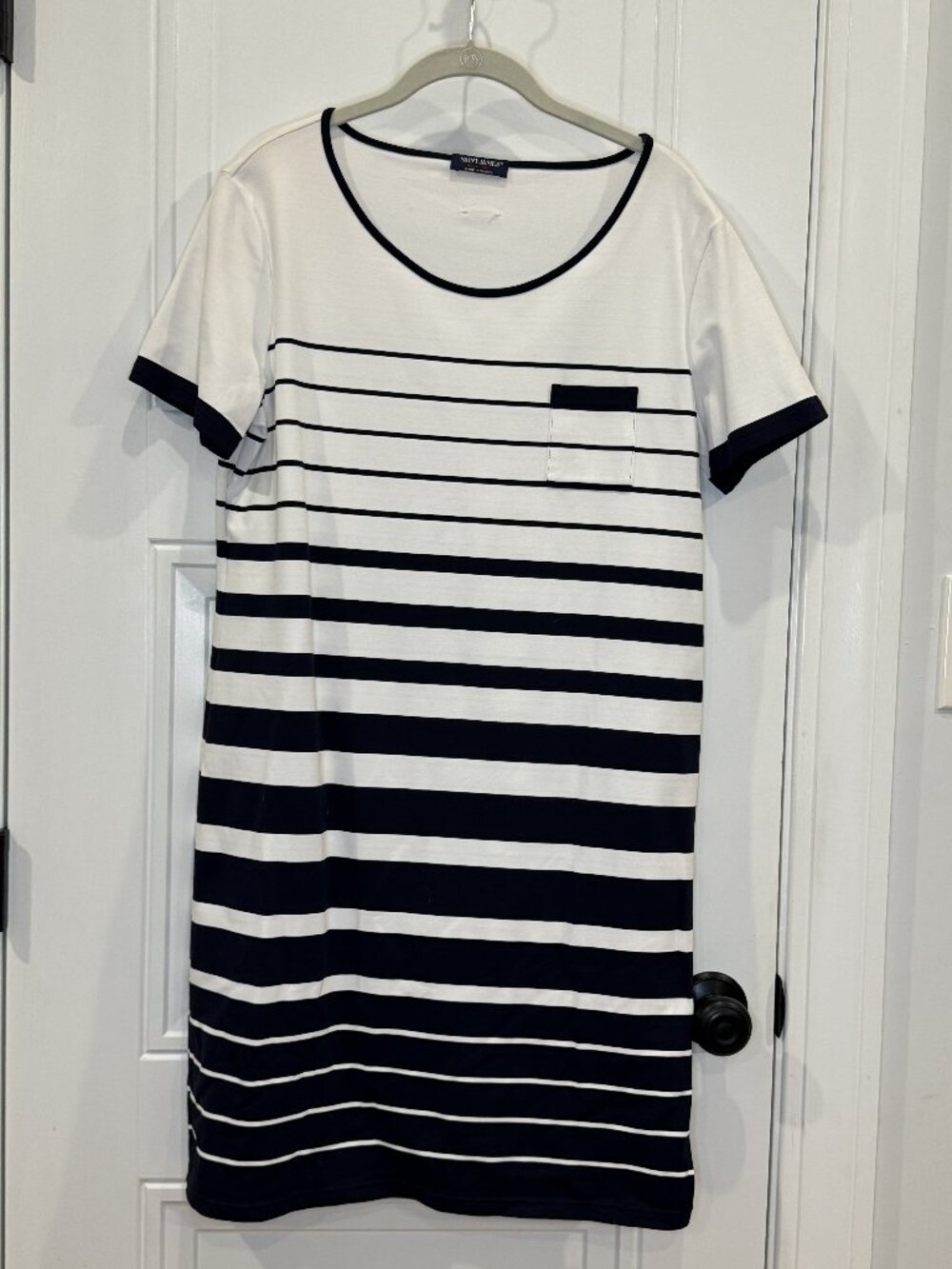 Saint James Made in France Navy White Breton Stripe Dress US 12 EUC Nautical